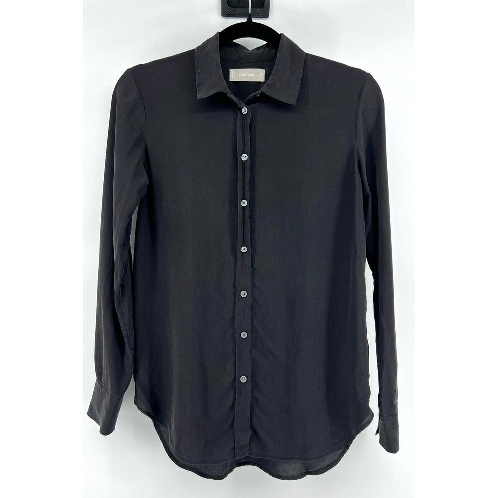 Everlane 100% Silk Black Button Up Shirt Women's 00/XS